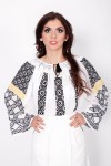 Ie romaneasca In Furca brodata manual cu fir negru bluza traditionala romaneasca