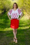 Ie romaneasca Furca brodata manual cu fir rosu bluza traditionala zona Gorj