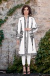Suman dama Elisabeta stofa de lana alba