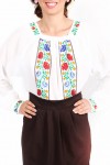 Ie romaneasca maneca lunga Dochia multicolora bluza traditionala lucrata manual Ie romaneasca maneca lunga Dochia multicolora bluza traditionala lucrata manual
