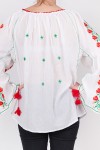Ie romaneasca maneca lunga Floare de Maces fir rosu verde lucrata manual zona Banat