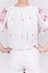 Ie maneca scurta Flori de Primavara brodata cu fir mov si roz bluza traditionala zona Muntenia Ie maneca scurta Flori de Primavara brodata cu fir mov si roz bluza traditionala zona Muntenia