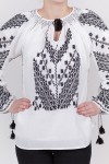 Ie romaneasca maneca lunga Bogatia brodata manual cu fir negru bluza traditionala zona Banat