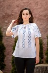 Ie romaneasca maneca scurta Steaua albastra de matase lucrata manual